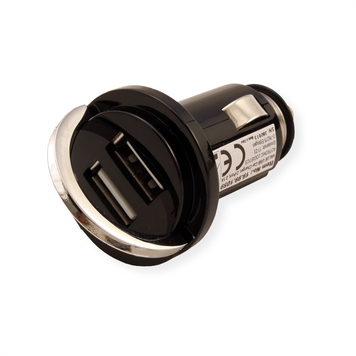 VALUE USB Auto oplader, 2 Poort, 10W,