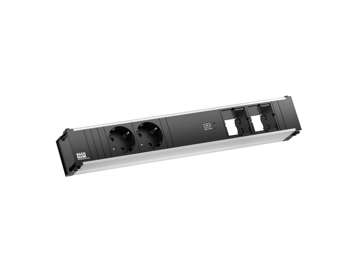 BACHMANN CONI 2xCEE7/3 1xUSB C 60W, earthing contact GST18 plug