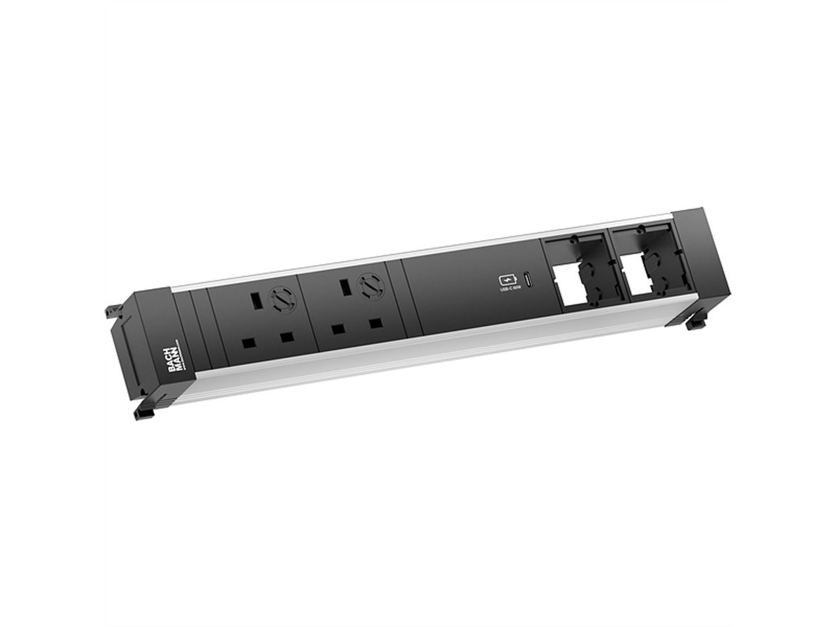 BACHMANN POWER FRAME 2xUK, USB C 60W 2xCM 0.2m GST18 United Kingdom