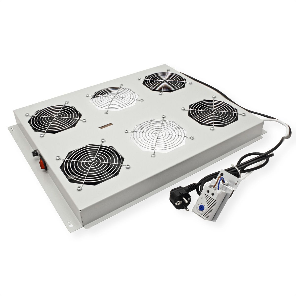 ROLINE 19-inch dakventilatorunit 4 ventilatoren , Thermostaat grijs