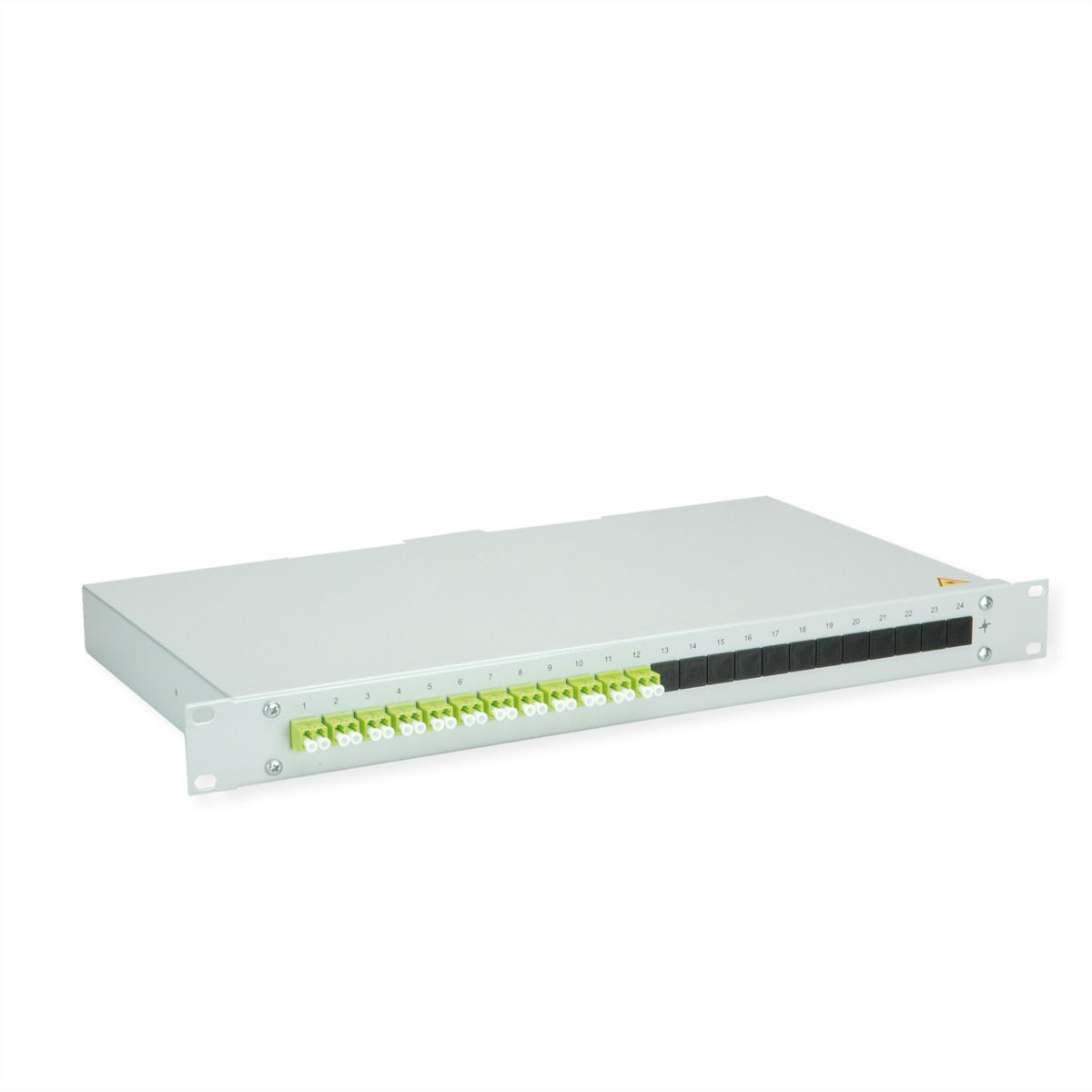 TELEGÄRTNER BASIS eco LWL-Panel mit Kupplungen, 12x LC Duplex, lindgrün, OM5