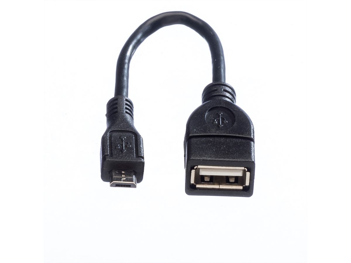 VALUE USB 2.0 Kabel, USB A Female - Micro USB B Male, OTG, 0,15 m