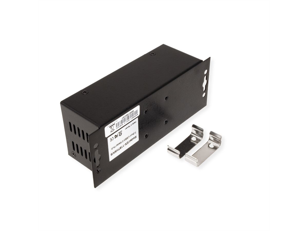 EXSYS EX-1187HMVS 7-poorts USB 3.2 Gen1 metalen HUB Din-rail