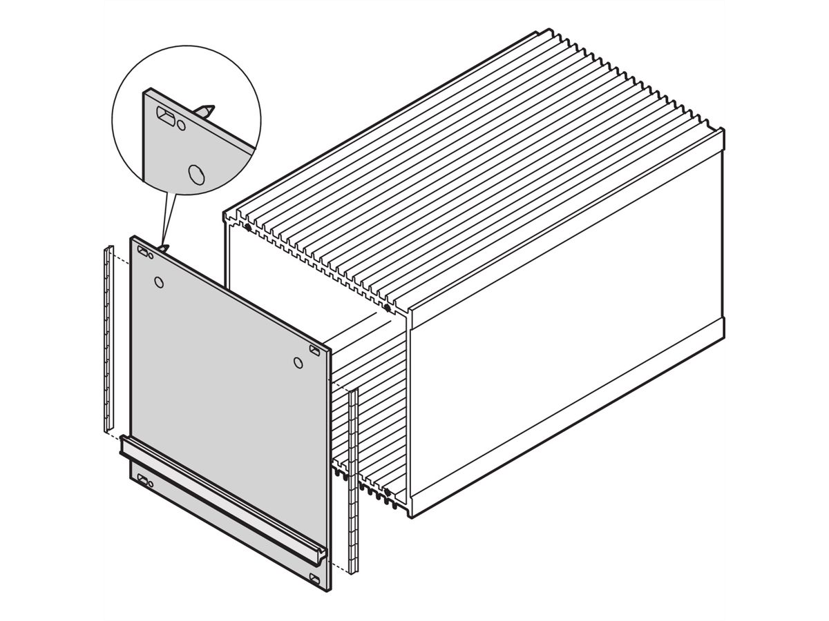 SCHROFF HF-frame type insteekmodule voorpaneel, ombouw afscherming met stalen pakking, 3 HE, 14 HE
