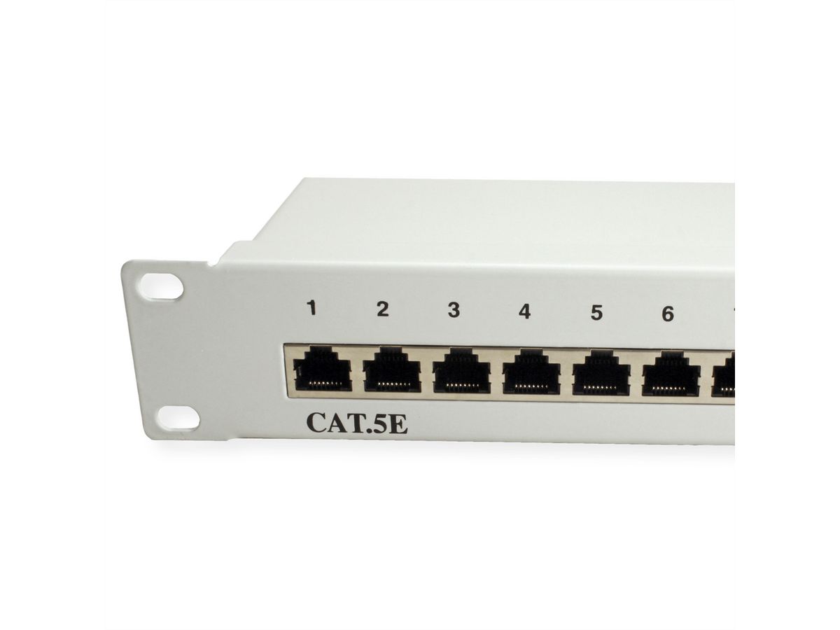 VALUE Cat.5e (Class D) 19" Patch Panel, 24 Ports, STP, grey