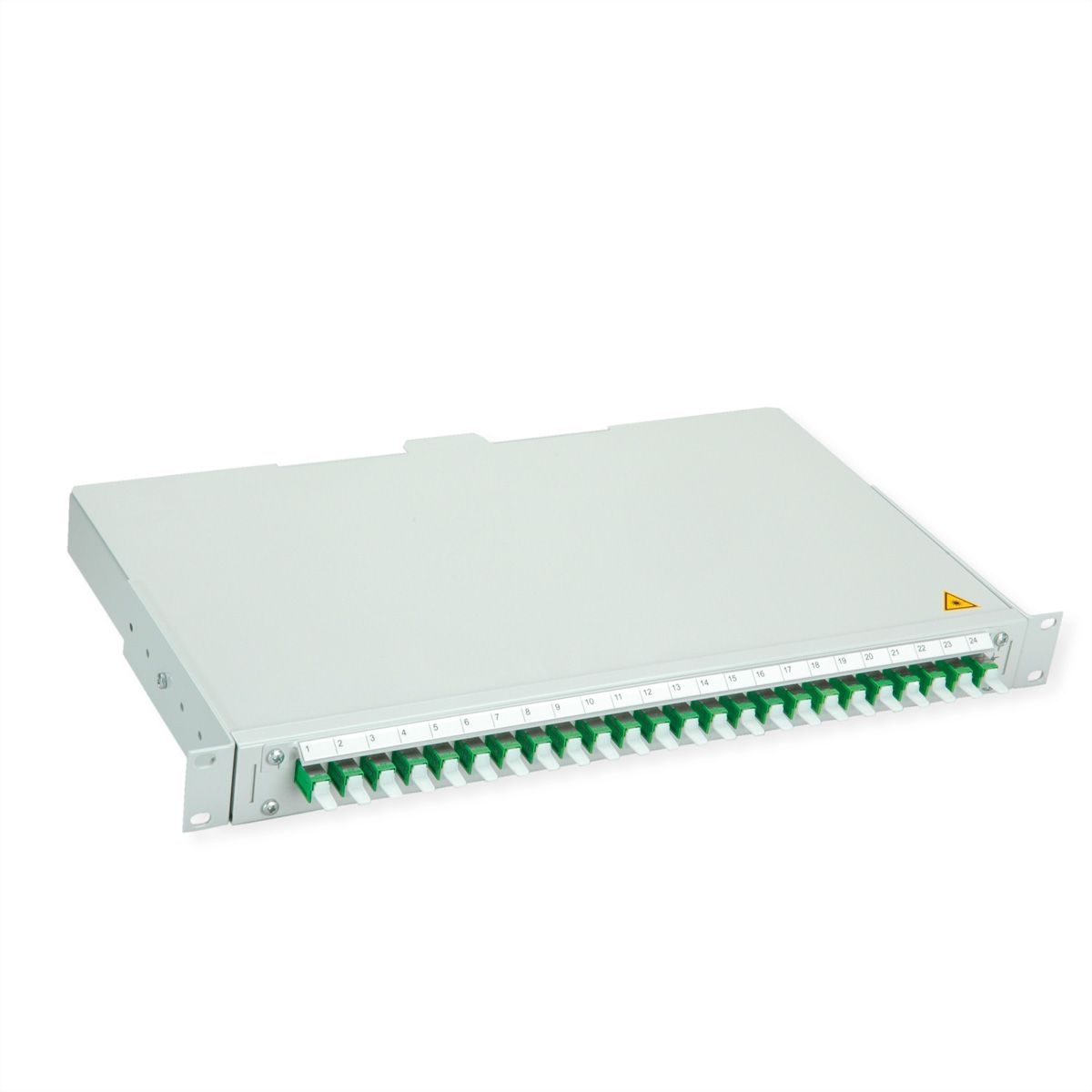 TELEGÄRTNER BASIS V LWL-Panel mit Kupplungen, 24x E2000, grün, OS2 APC