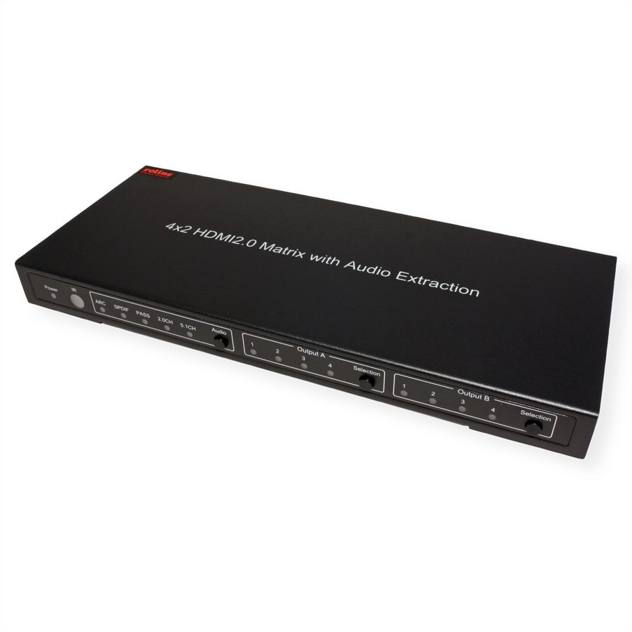 ROLINE 4K HDMI Matrix Switch, 4 x 2, with Remote Control