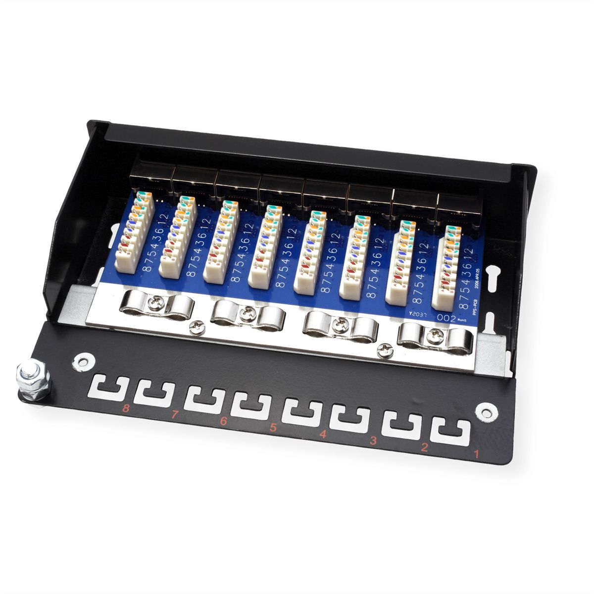 ROLINE Cat.5e (Class D) Wall Mount Patch Panel, 8 Ports, STP, black