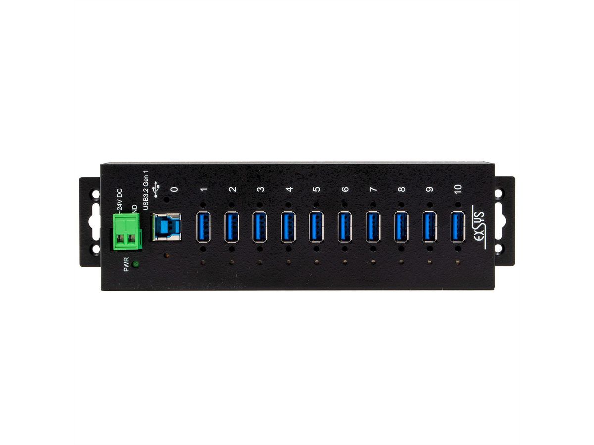 EXSYS EX-1580SHMVS Managed, Netzwerk-teilbarer 10-Port USB 3.2 Gen 1 Metall HUB, 15KV ESD Schutz