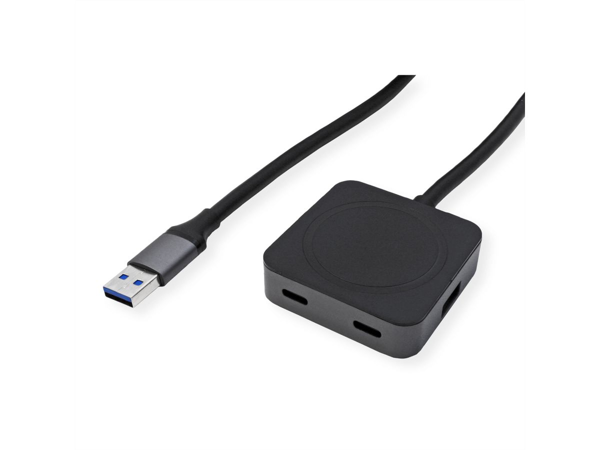VALUE USB 3.2 Gen 1 Hub, 4 poorten (2x USB-A + 2x USB-C), met verlengkabel, 5 m