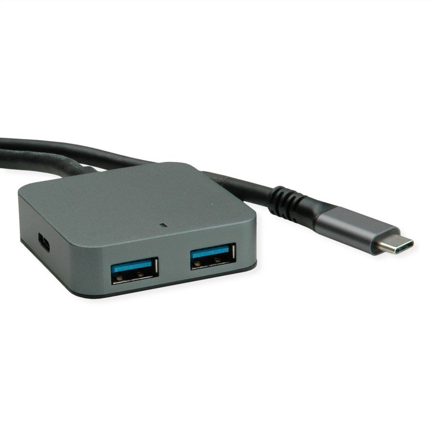 VALUE USB 3.2 Gen 2 Hub, 4 poorten (2x USB-A + 2x USB-C), met verlengkabel, 3 m