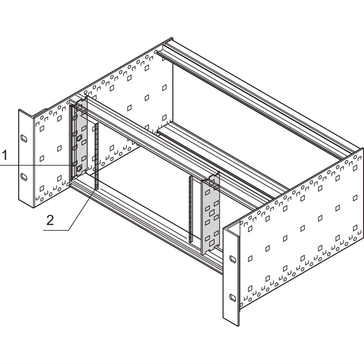 SCHROFF EuropacPRO EMC afschermingsset, Front naar zijpaneel, Roestvrij staal, verzonken, 3 HE, EMC-DRAAGRAIL 3HE