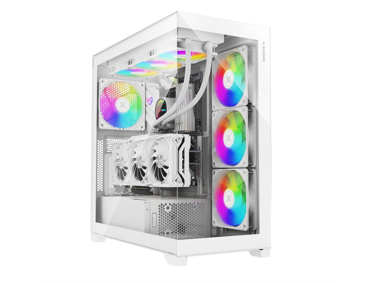 XILENCE Xilent Gleam X818.W.ARGB Gaming ATX PC-behuizing wit, RGB ATX Midi Tower