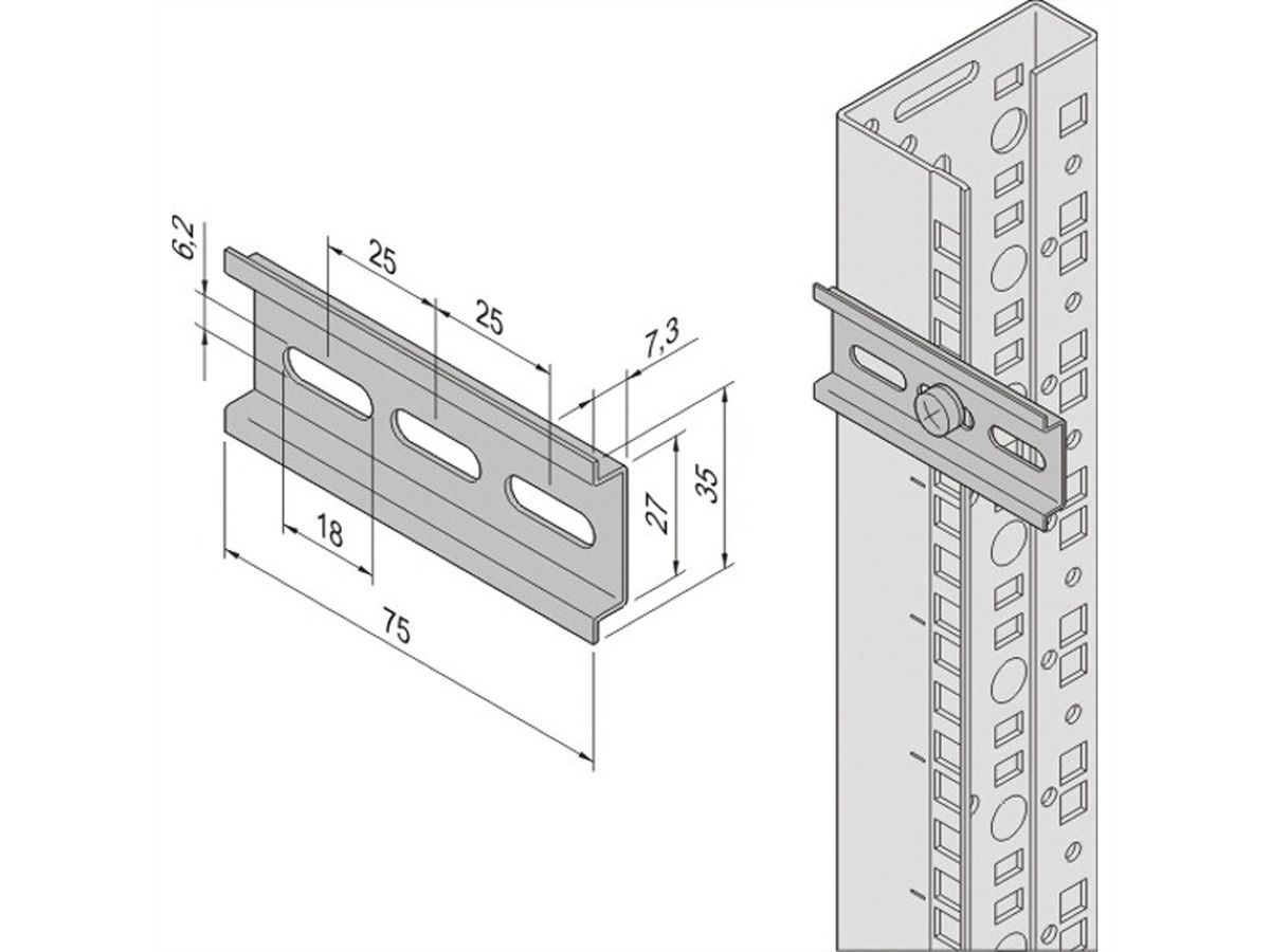 SCHROFF DIN Rail for Thermostat With Integrated Temperature Sensor