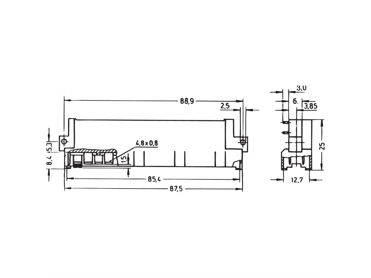 SCHROFF Stekker Type H, EN 60603, DIN 41612, Mannelijk, 15 Contacten, Stiftlengte 3,0 mm