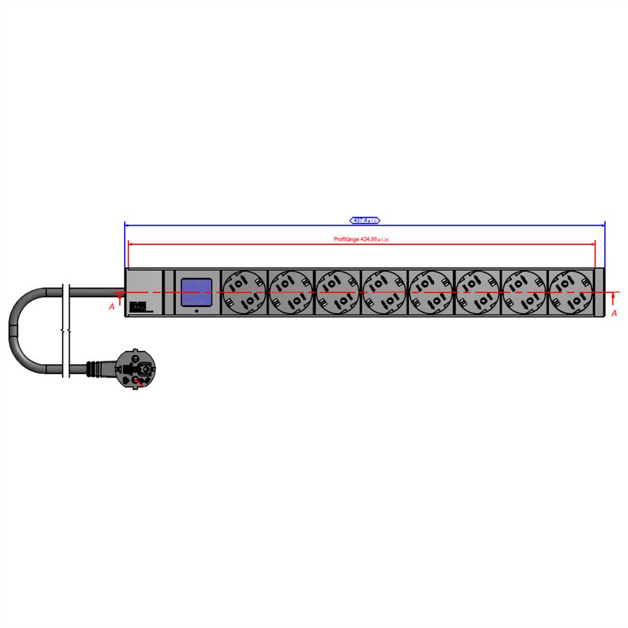BACHMANN BN0500 19" 1U 8x earthing contact, power measurement, earthing contact connection
