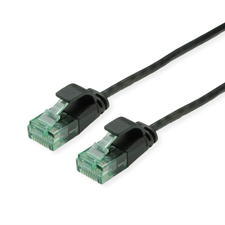 ROLINE RM UTP DataCenter Patchkabel Cat.6A (Klasse EA), extra dun, zwart, 0,3 m
