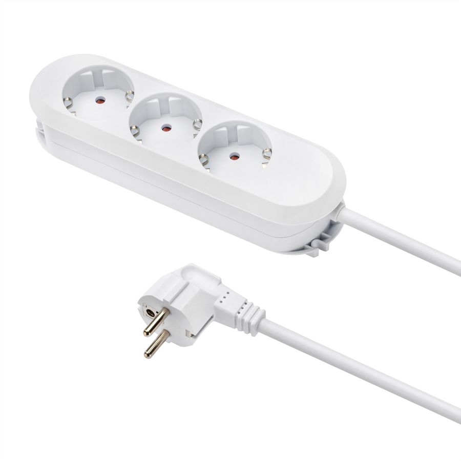 BACHMANN SMART stekkerdoos 3x geaard contact, geklonken, wit, 5 m