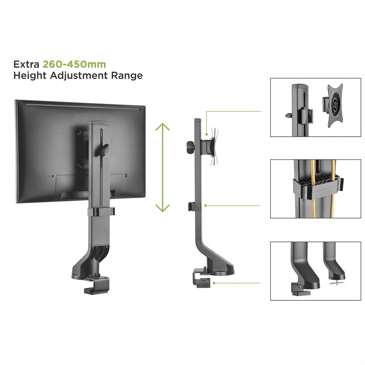 VALUE Single Monitor Arm, Sit-Stand Workstation Compatible, 3 Joints