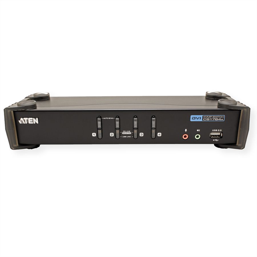 ATEN CS1764A KVM Switch DVI, USB, Audio, USB Hub, 4-Poorts