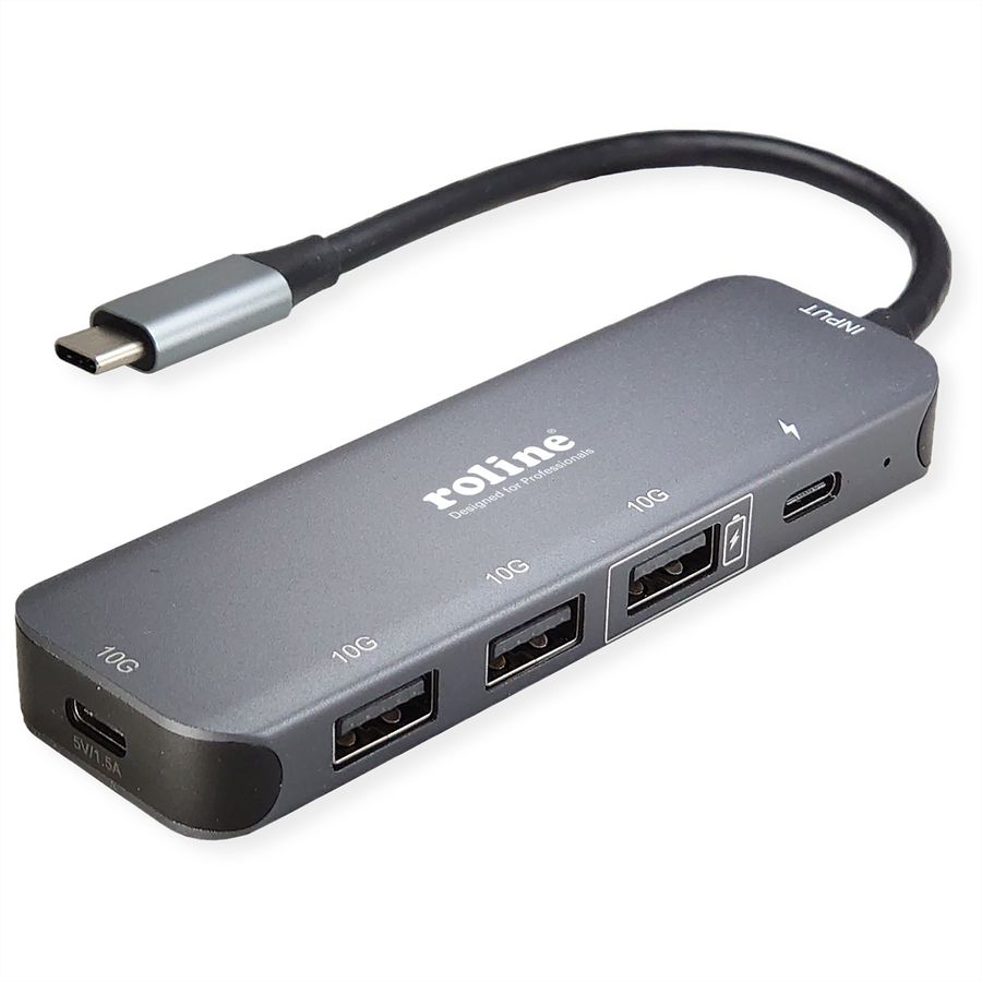 ROLINE USB 3.2 Gen 2 Hub, 4-voudig, Type-C aansluitkabel