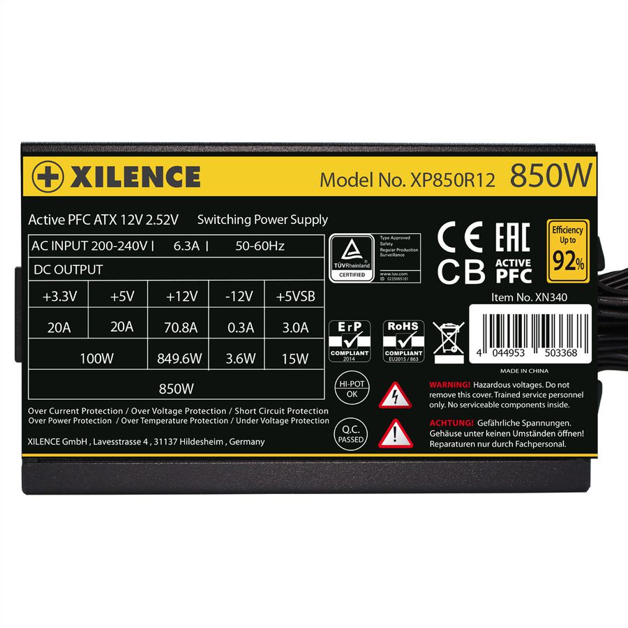 Xilence XP850R12 850W PC power supply, Meet 80+ Gold, Gaming, ATX