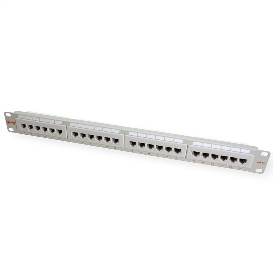 ROLINE Cat.5e (Class D), 19" patchpanel, 24 ports, UTP, grijs