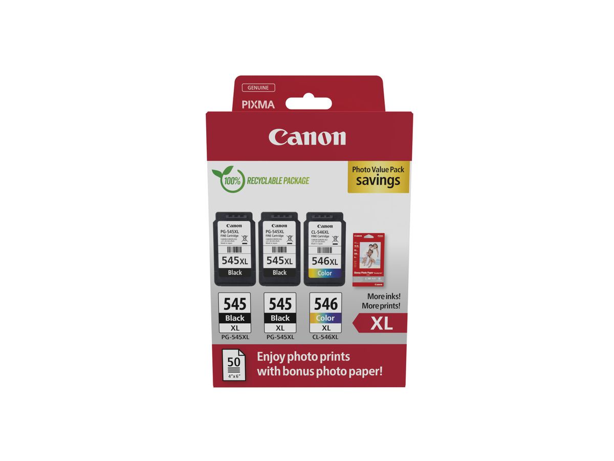 Canon 8286B015 inktcartridge 3 stuk(s) Origineel Hoog (XL) rendement Zwart, Cyaan, Magenta, Geel