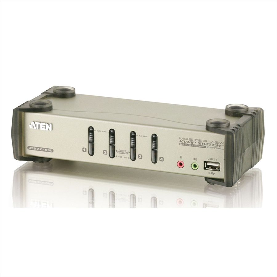 ATEN CS1734B KVM Switch VGA, PS/2-USB, Audio, USB Hub, 4-Poorts