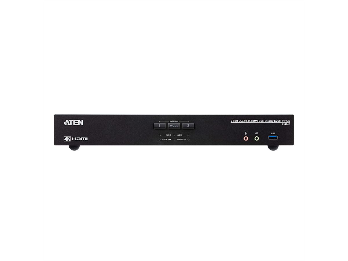 ATEN CS1842 2-Poorts True 4K HDMI Dual View KVM Switch met Audio & USB 3.0Hub