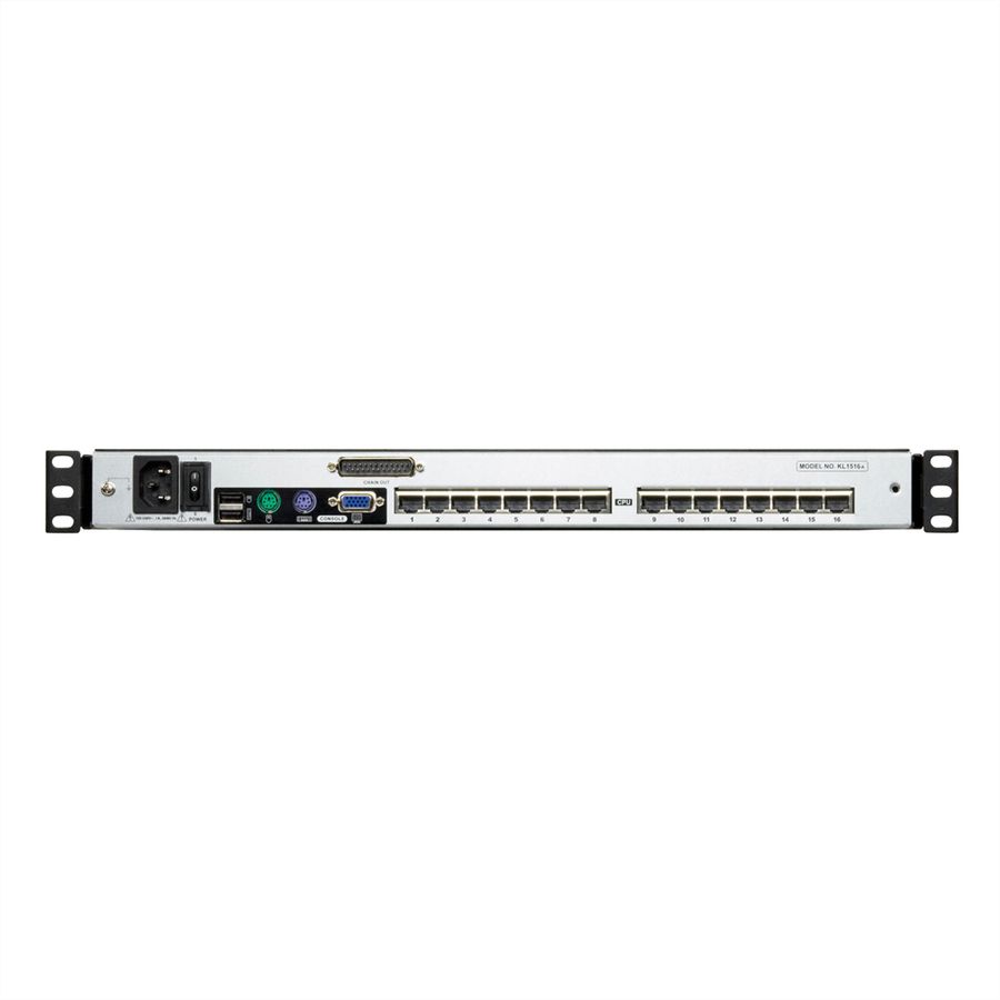ATEN KL1516AN KVM-Switch, 48cm TFT, VGA, PS/2-USB over cat 5, 16 Port, DE-Layout