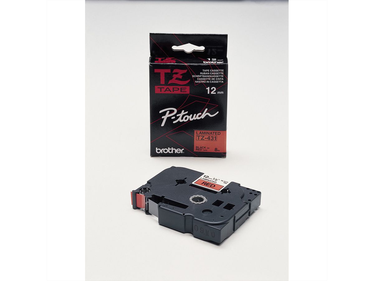 BROTHER TZe-431 labelingtape gelamineerd 12 mm rood/zwart