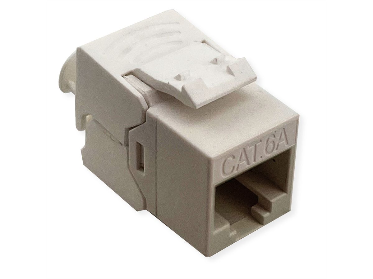 ROLINE Cat.6A (Klasse EA) Keystone, niet afgeschermd, zonder gereedschap, SLIM, extra kort, wit