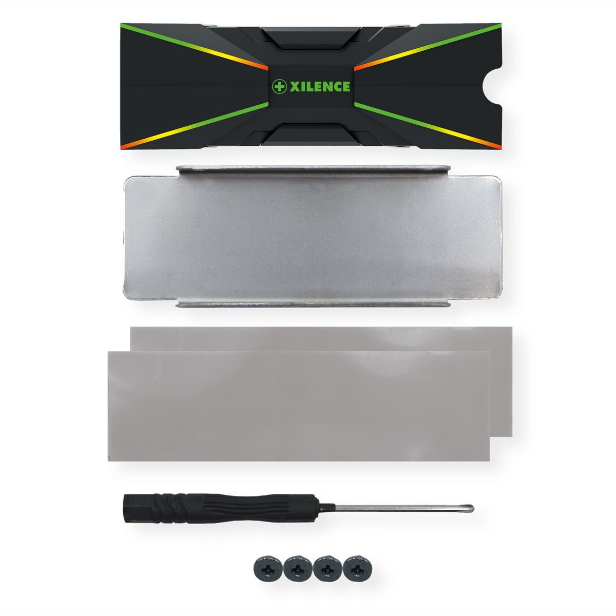 Xilence M2SSD.B.ARGB M.2 2280 SSD PCIe NVMe/SATA Cooler, 3PIN ARGB 5V, Passive