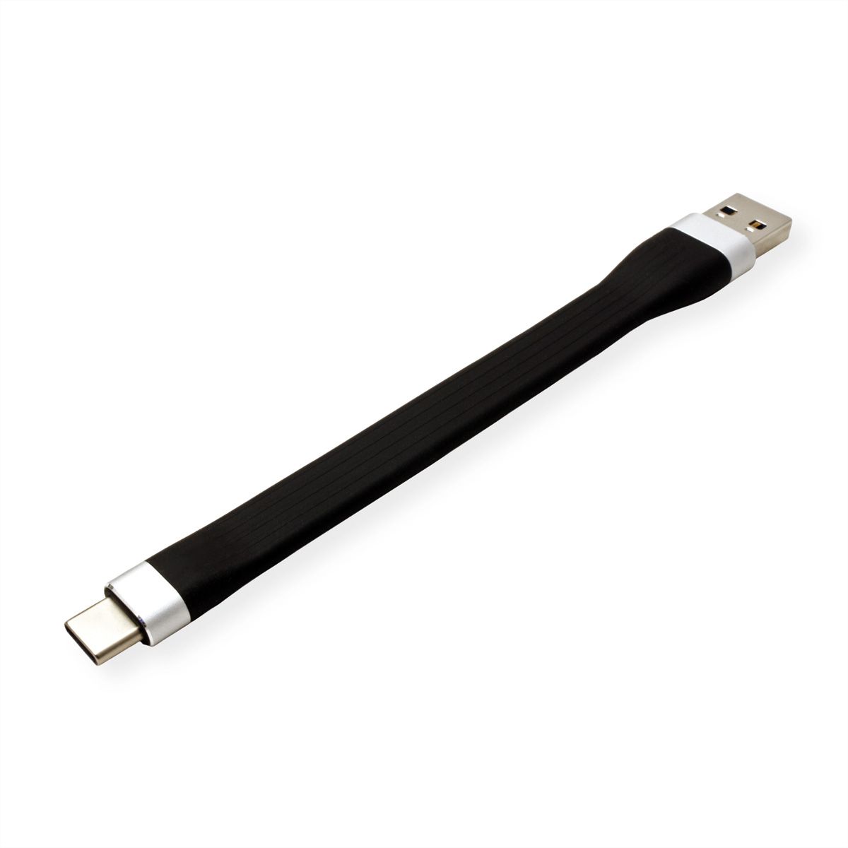 ROLINE USB 3.2 Gen 1 Silicone Cable, A-C, M/M, black, 11 cm