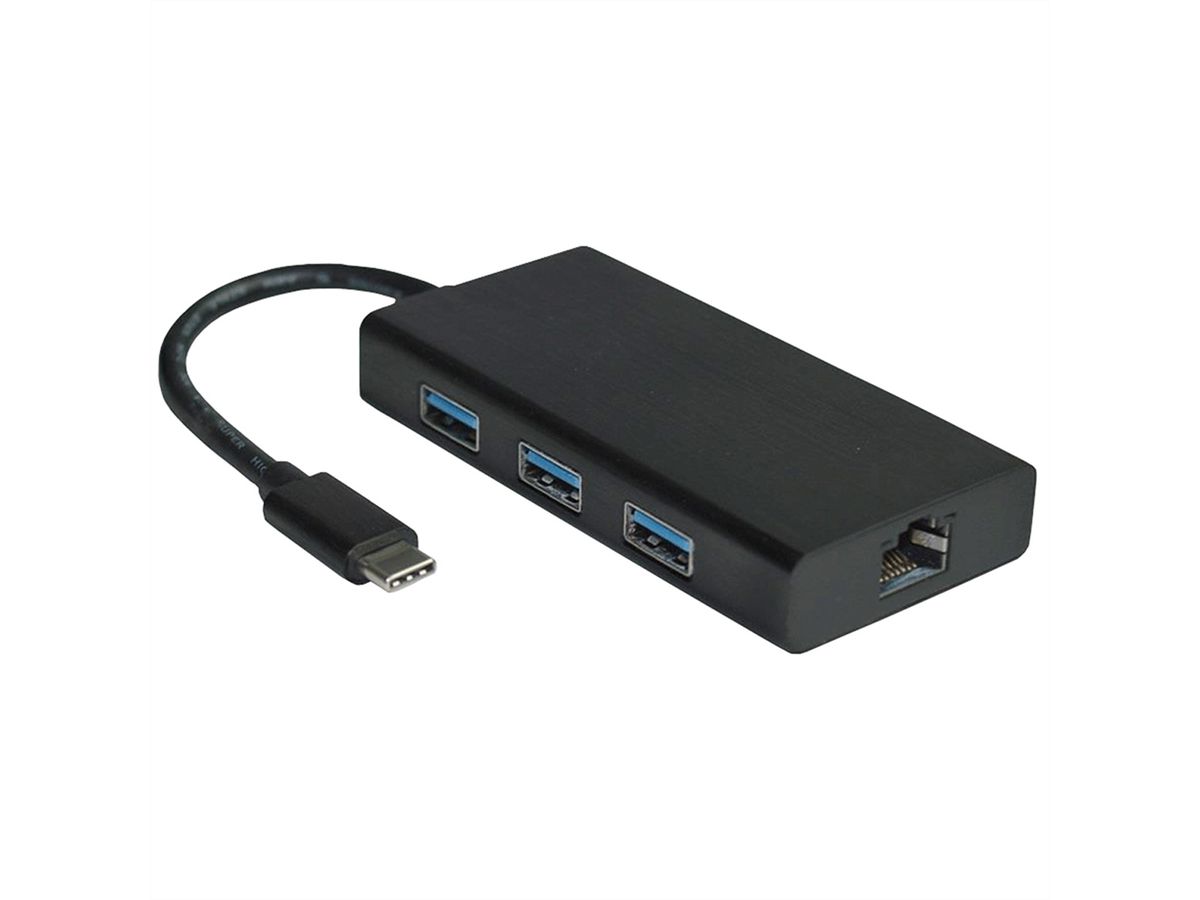 VALUE USB 3.2 Gen 1 Type C naar Gigabit Ethernet-converter + hub