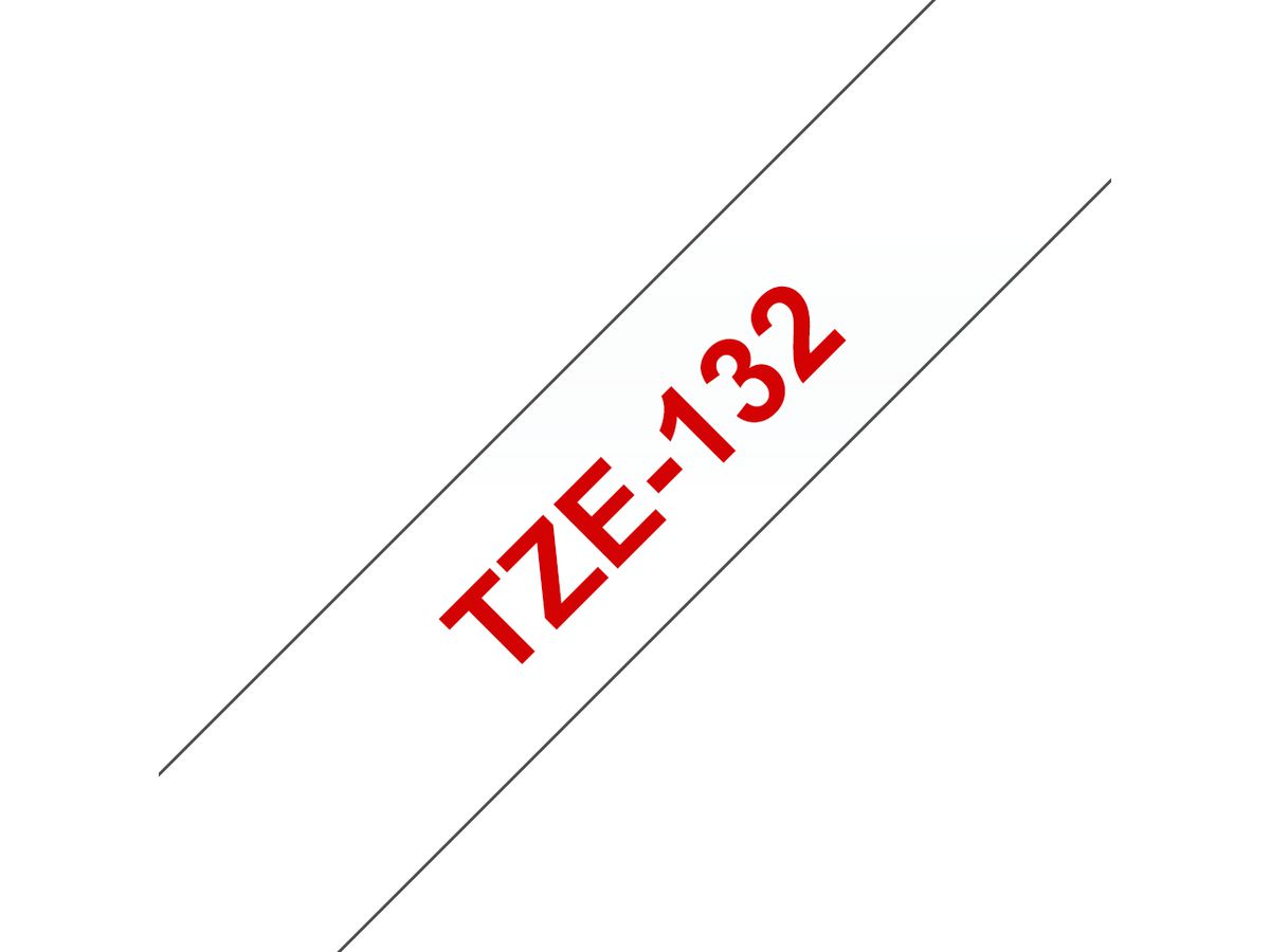 Brother TZE-132 labelprinter-tape Rood op transparant