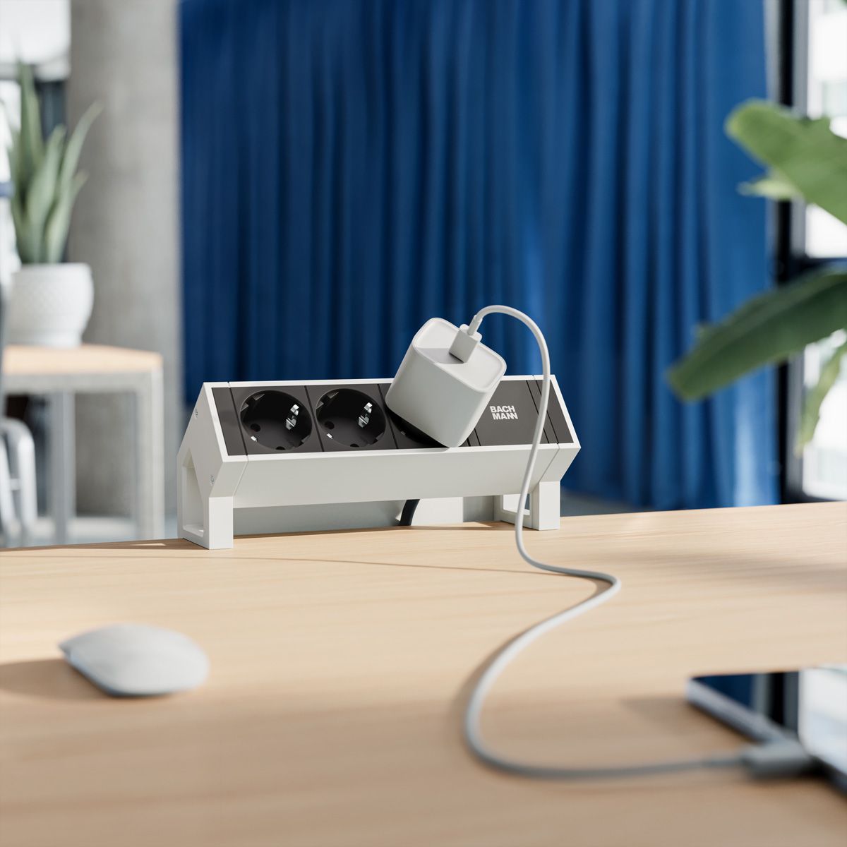 BACHMANN DESK2 3x earthing contact GST18, white