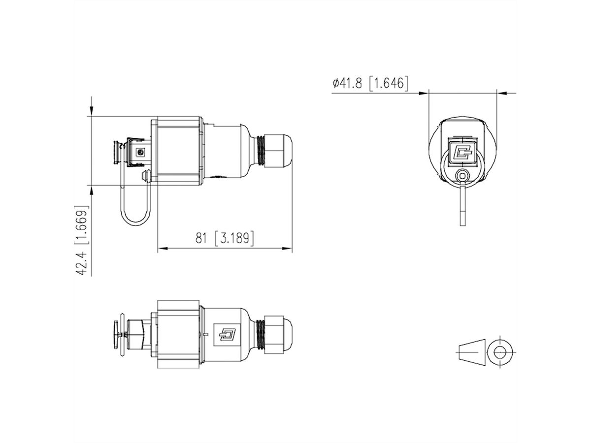 METZ CONNECT E-DAT Industrie IP67 V4 KK, veldaansluiting inzetstuk, T568B