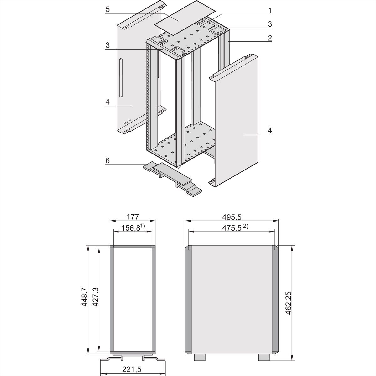 SCHROFF RatiopacPRO 19" Tower Case, Retrofittable Shielding, Front Trim, 4 U, 84 HP, 495 mm