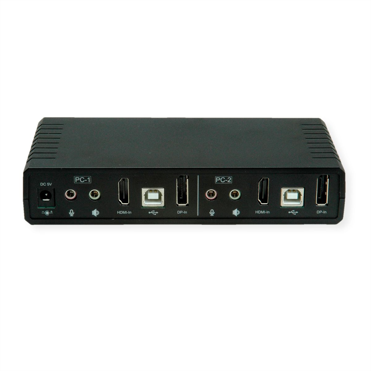 ROLINE Dual-Head 4K@60Hz HDMI KVM Switch, 2 PCs, DP/HDMI, Audio, with 2 Port USB 2.0 Hub