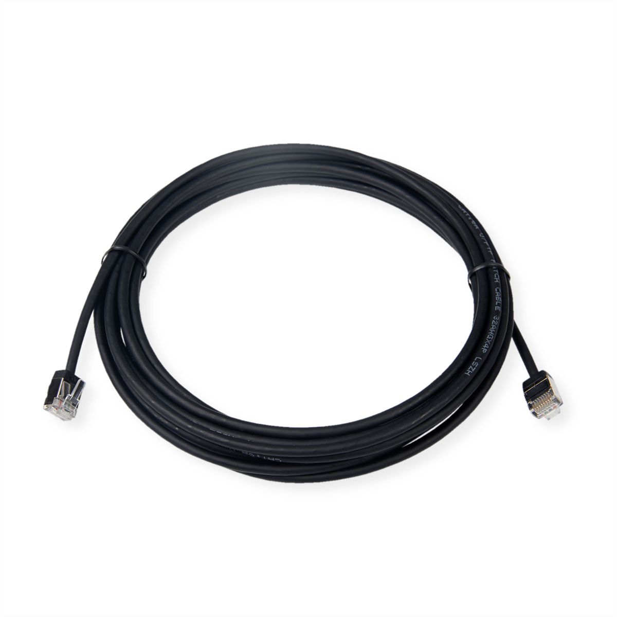 ROLINE U/FTP DataCenter Patchkabel Cat.6A (Klasse EA), LSOH, dun, extra korte stekker, zwart, 0,5 m