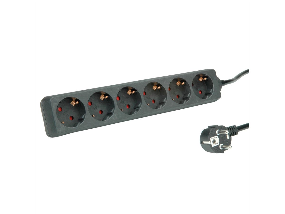 ROLINE Power Strip, 6-way, black, 3 m