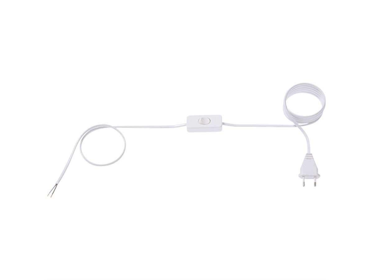 BACHMANN supply cable 2x0.75 1.8m white, H03VVH2-F Euro plug unpacked switch