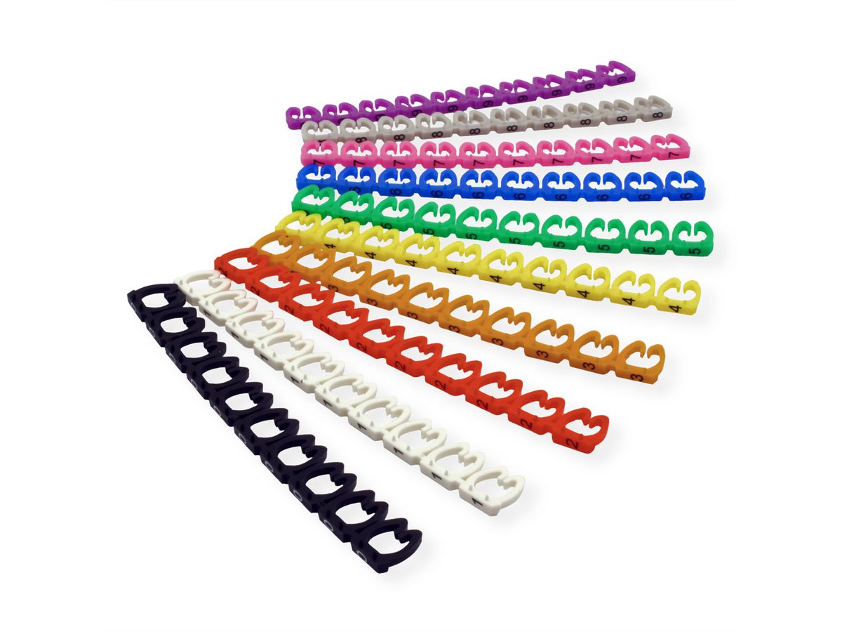 VALUE kabelmarkeerset voor patchkabels, 10 x 10 stuks, 5 - 6.5mm, veelkleurig