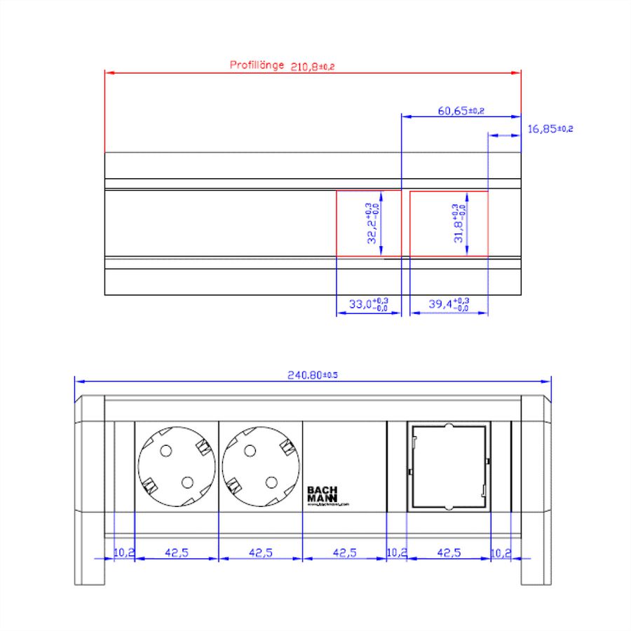 BACHMANN DESK 2xCEE7/3 1xCM GST18, black
