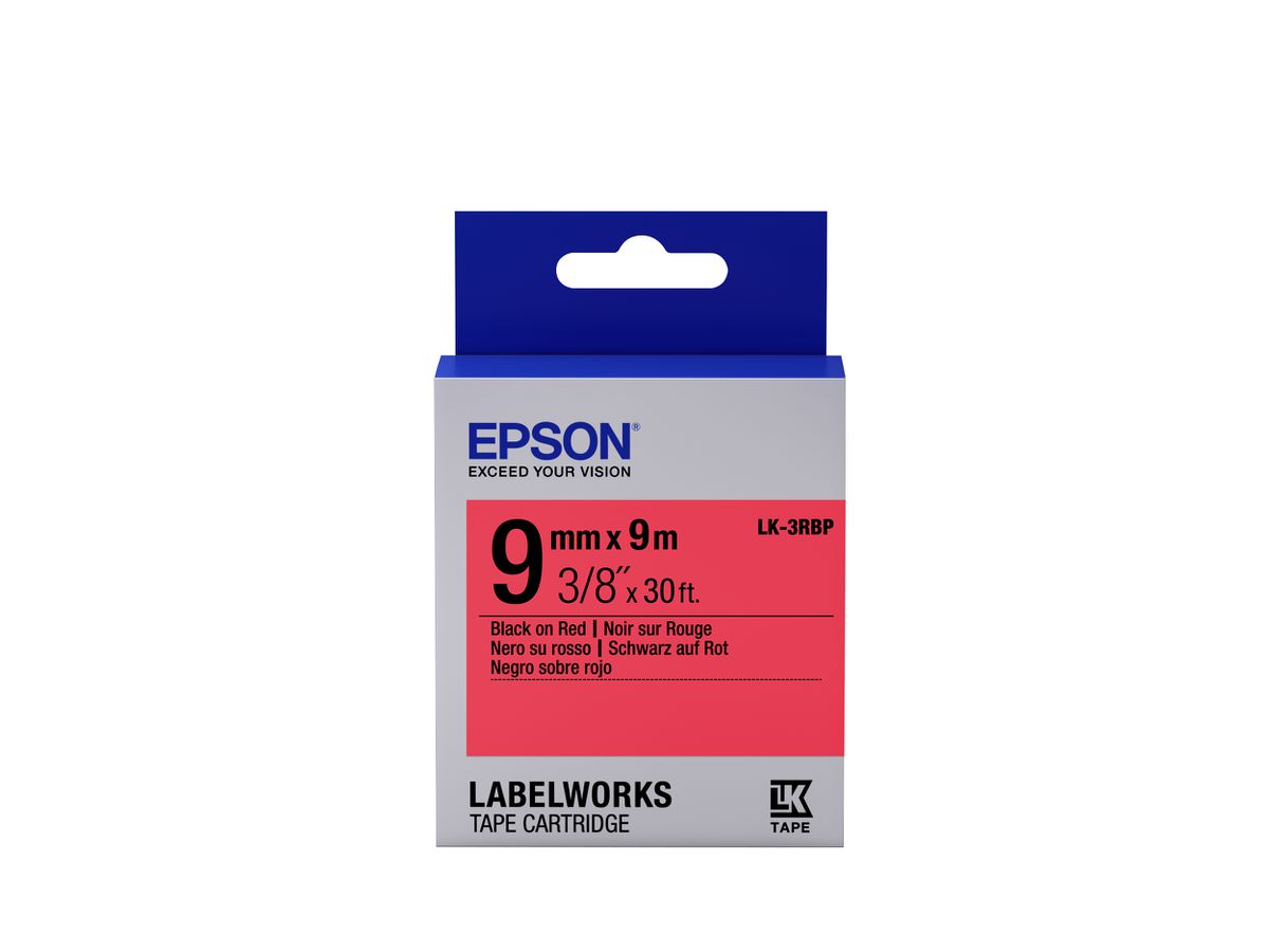 Epson LK-3RBP labelprinter-tape Zwart op rood