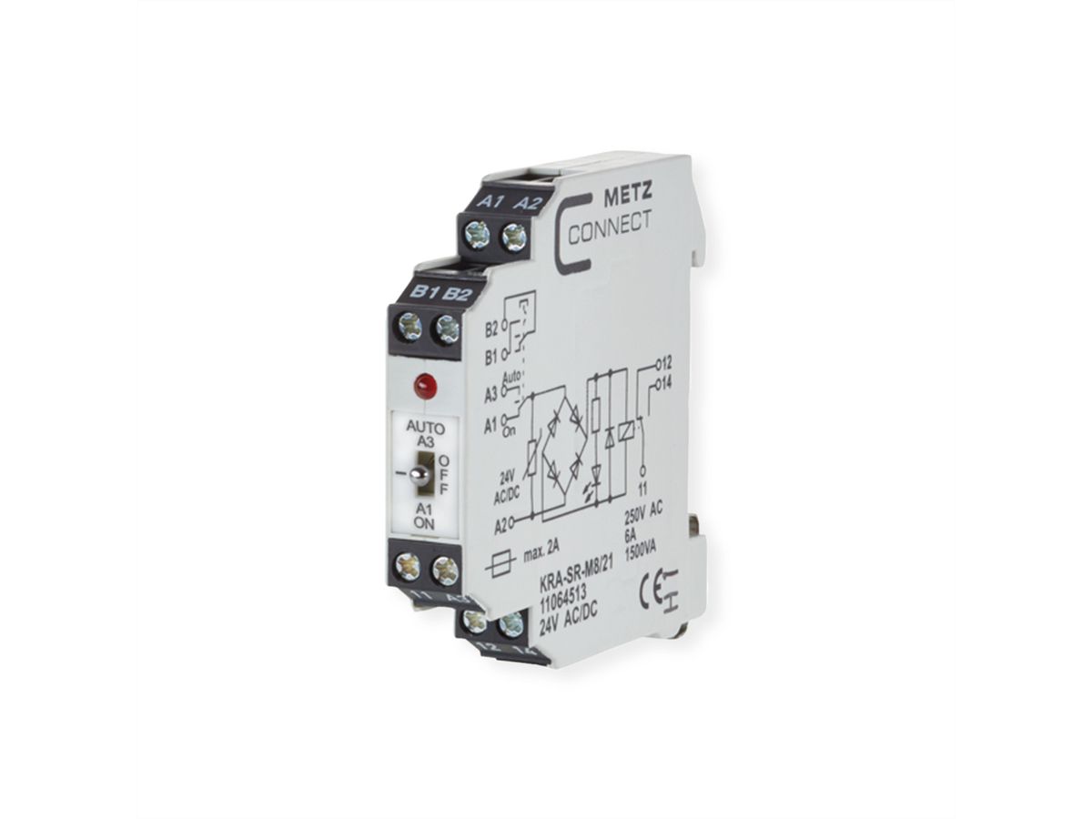 METZ CONNECT KRA-SR-M8/21, 1 wisselcontact, 24 V AC/DC