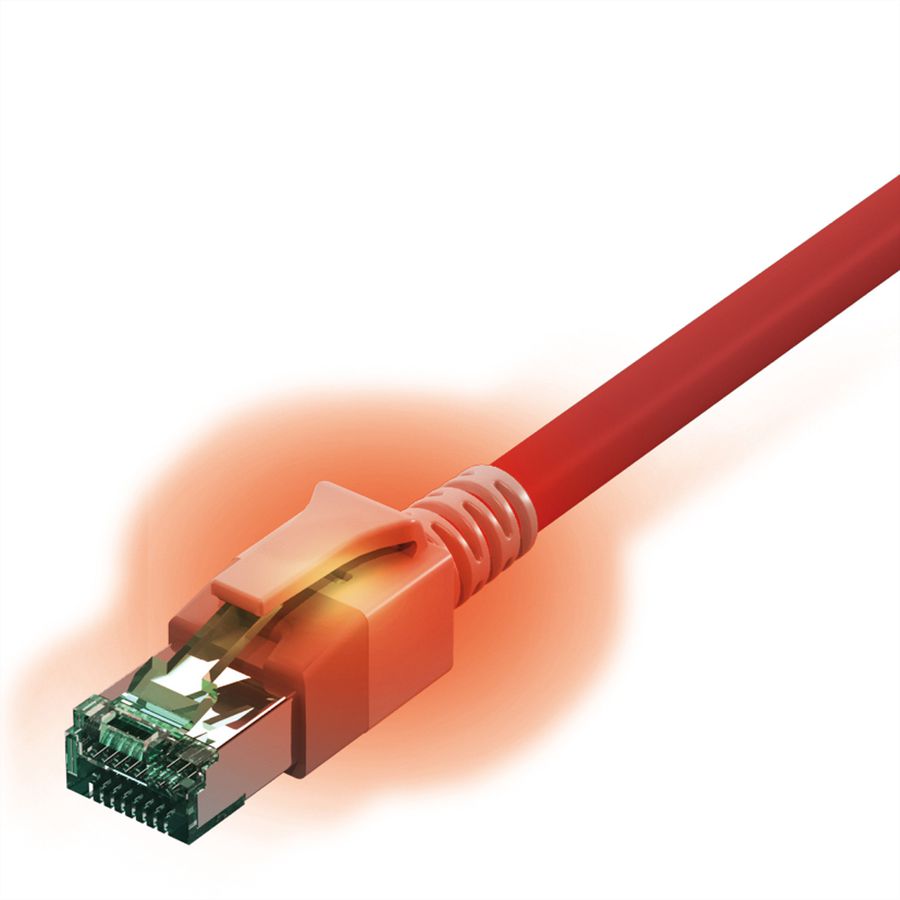 EasyLan S/FTP DualBoot LED Patch Cable Cat.6A, RJ45 / RJ45, LSOH, red, 2 m