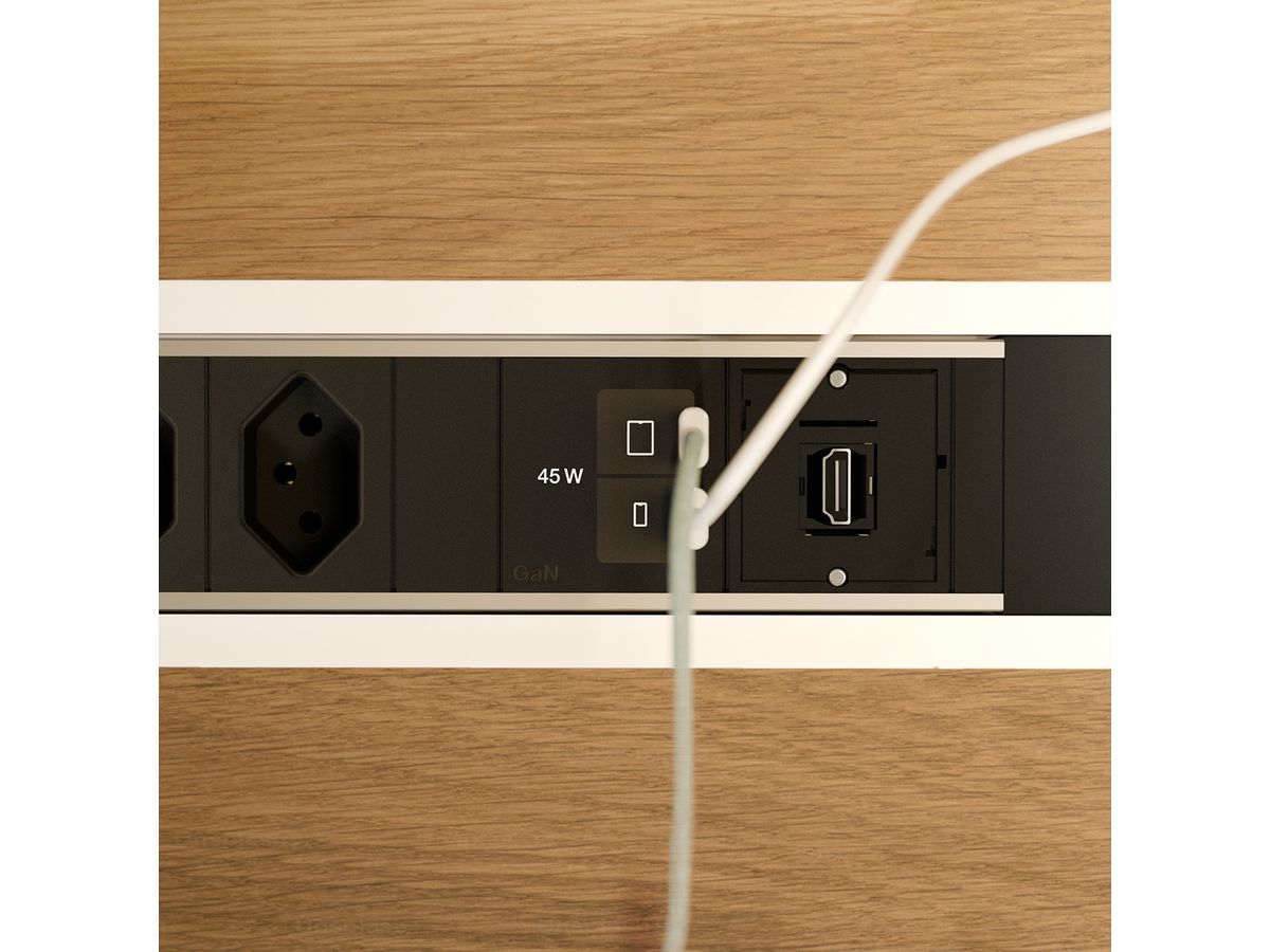 BACHMANN POWER FRAME M 2xCH 0°, 1xUSB C/C 45W 1xCM L=0.2m